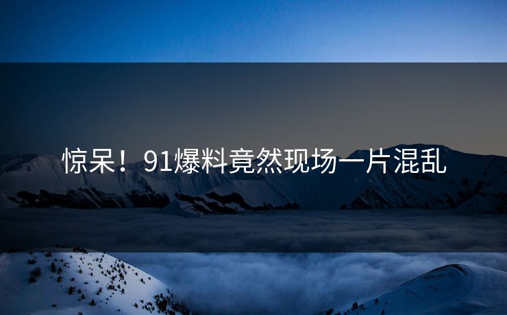 惊呆！91爆料竟然现场一片混乱