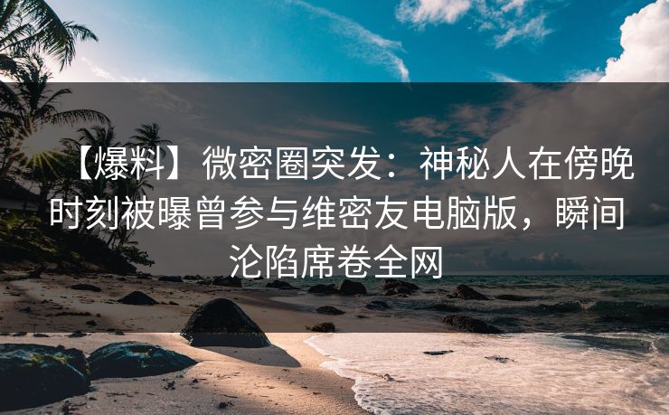 【爆料】微密圈突发：神秘人在傍晚时刻被曝曾参与维密友电脑版，瞬间沦陷席卷全网