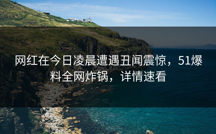 网红在今日凌晨遭遇丑闻震惊，51爆料全网炸锅，详情速看