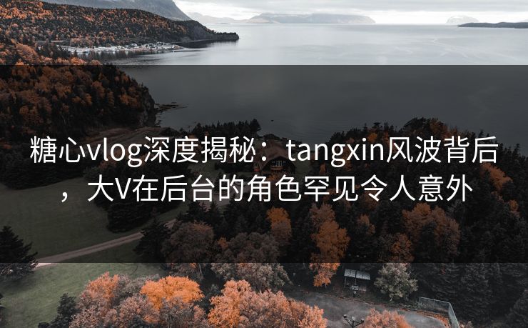 糖心vlog深度揭秘：tangxin风波背后，大V在后台的角色罕见令人意外