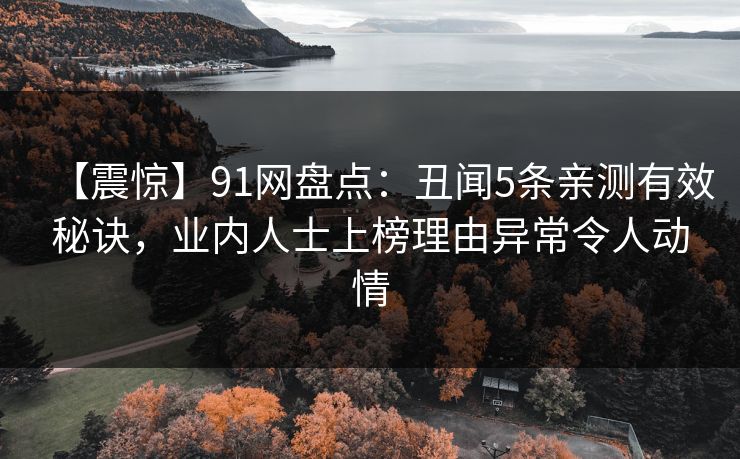 【震惊】91网盘点：丑闻5条亲测有效秘诀，业内人士上榜理由异常令人动情