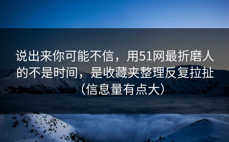 说出来你可能不信，用51网最折磨人的不是时间，是收藏夹整理反复拉扯（信息量有点大）